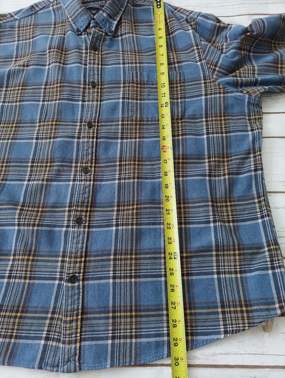 Lands' End Men's Blue Plaid Flannel Shirt XXL 18-18 1/2 - Picture 9 of 12